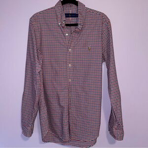 Ralph Lauren M Button-Up Shirt Red Blue Checkered Plaid Long Sleeve